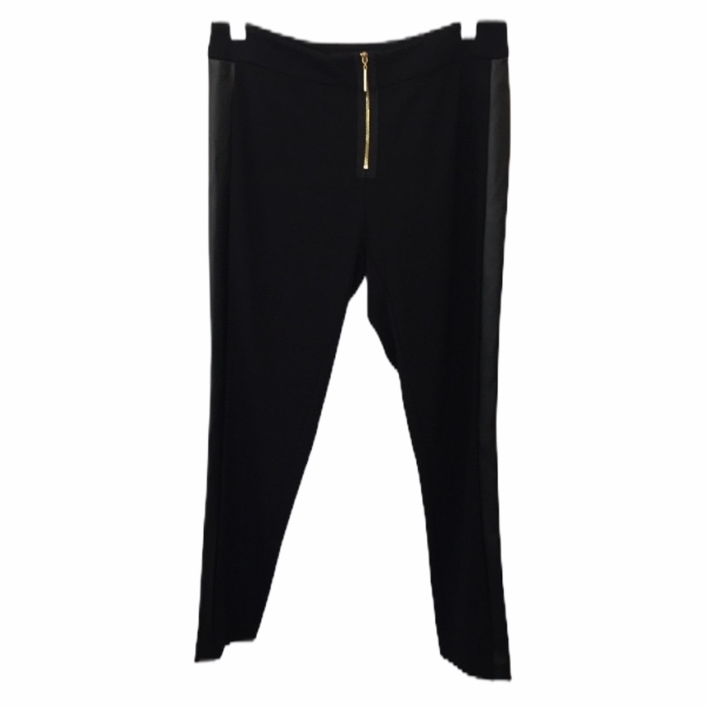 RACHEL ZOE Black Pants With Faux Leather Side Stripes Size 4 New with Tags